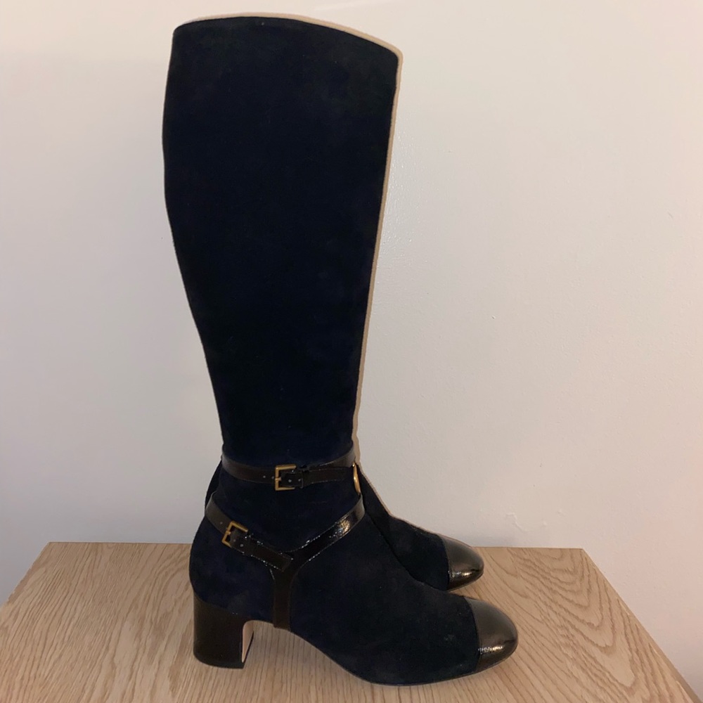 Gucci Geraldine Suede Patent GG Knee High Boot - Picture 4 of 10